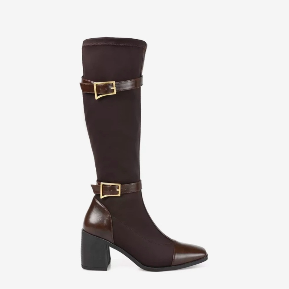 Journee Collection Gaibree Riding Knee-High Chunky Heel Boots 9 Wide Calf 14”